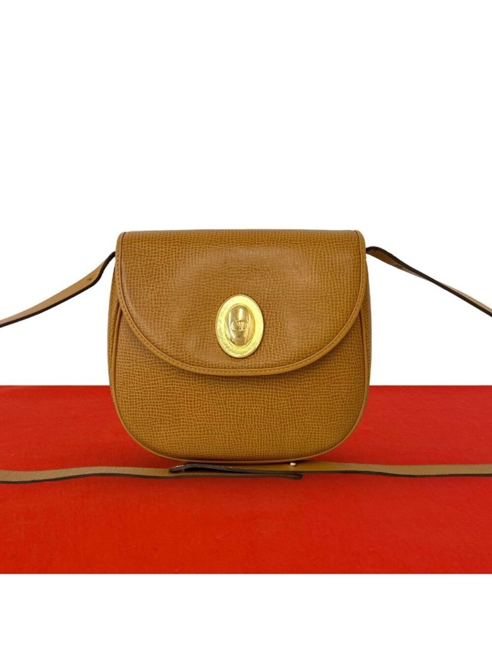 Dior Vintage CD Logo Leather 2-Way Bag Pochette Brown